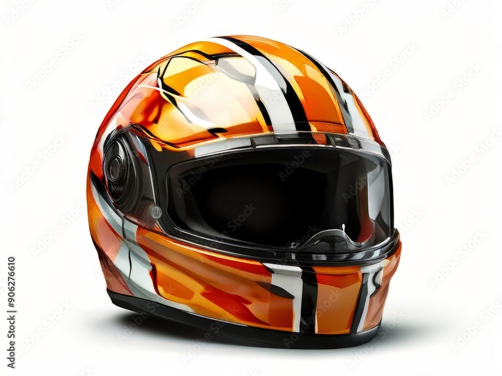 Modern motorcycle helmet with glossy finish isolated on white background.AI generated. Modern motorcycle helmet with glossy finish isolated on white background.AI generated.