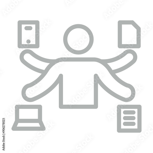 Multitask Vector Line Grey Icon Design