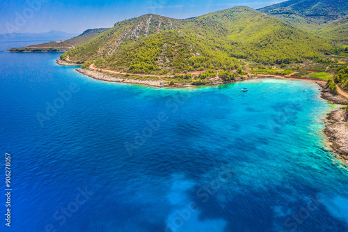 view of the sea and coast in Hvar island, Jlesa region, Croatia Mediterranean