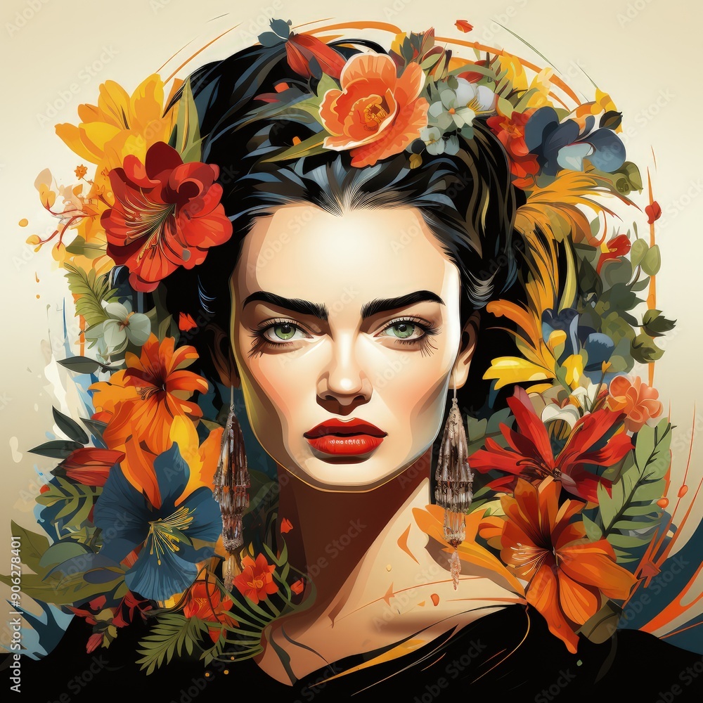 Minimalistic Flat Vector Portrait of a Trendy Woman Minimalistic Flat Vector Portrait of a Trendy Woman