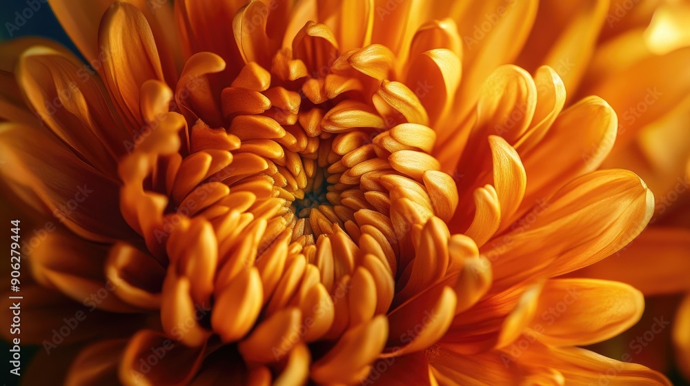 Detailed macro shot of a blooming chrysanthemum, highlighting its intricate structure and rich hues Detailed macro shot of a blooming chrysanthemum, highlighting its intricate structure and rich hues