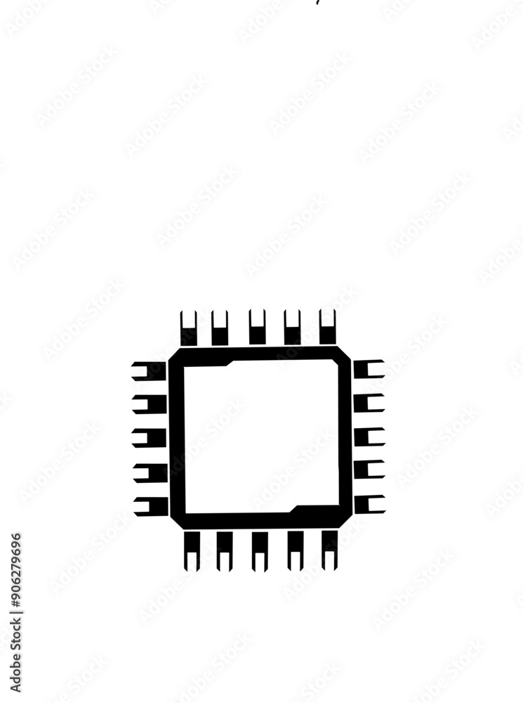 CPU microprosesor black and white design vector