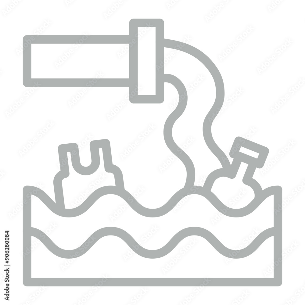Wastewater Discharge Vector Line Grey Icon Design Wastewater Discharge Vector Line Grey Icon Design