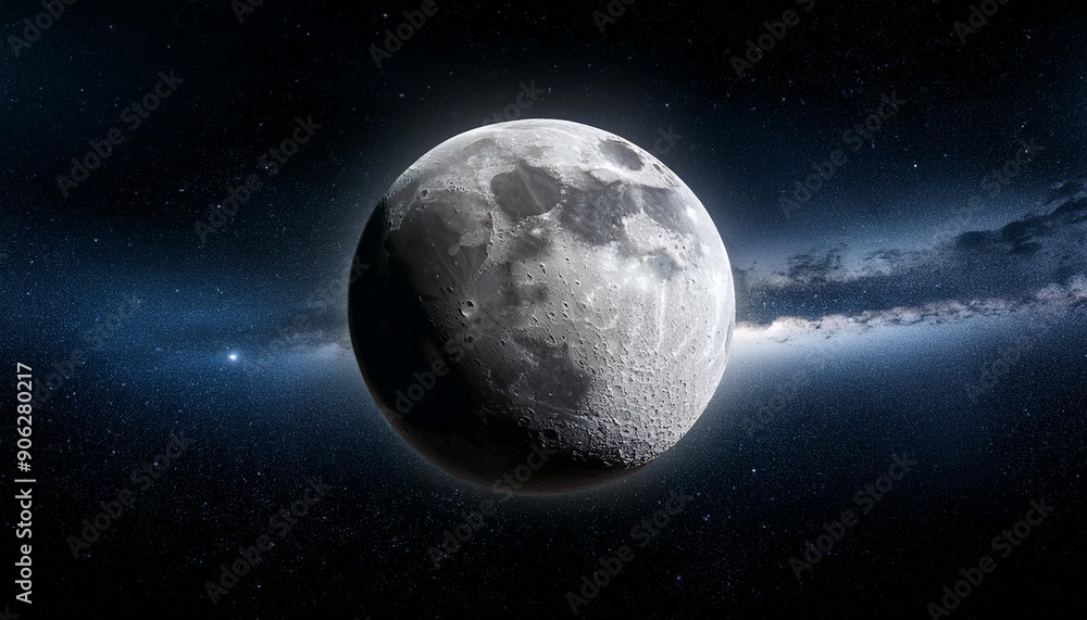 Obraz premium Panoramic view of the moon out in the space