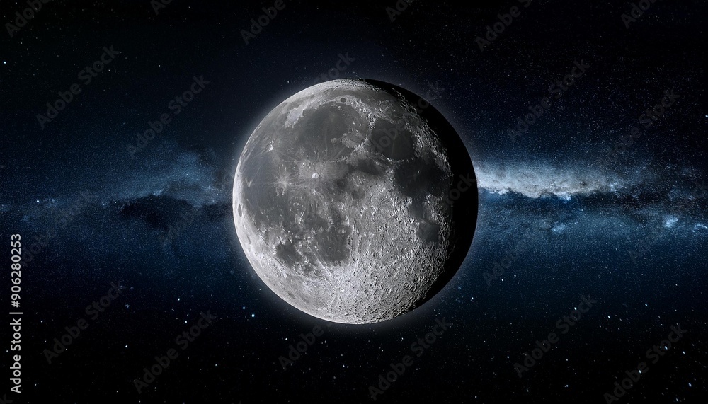 Obraz premium Panoramic view of the moon out in the space