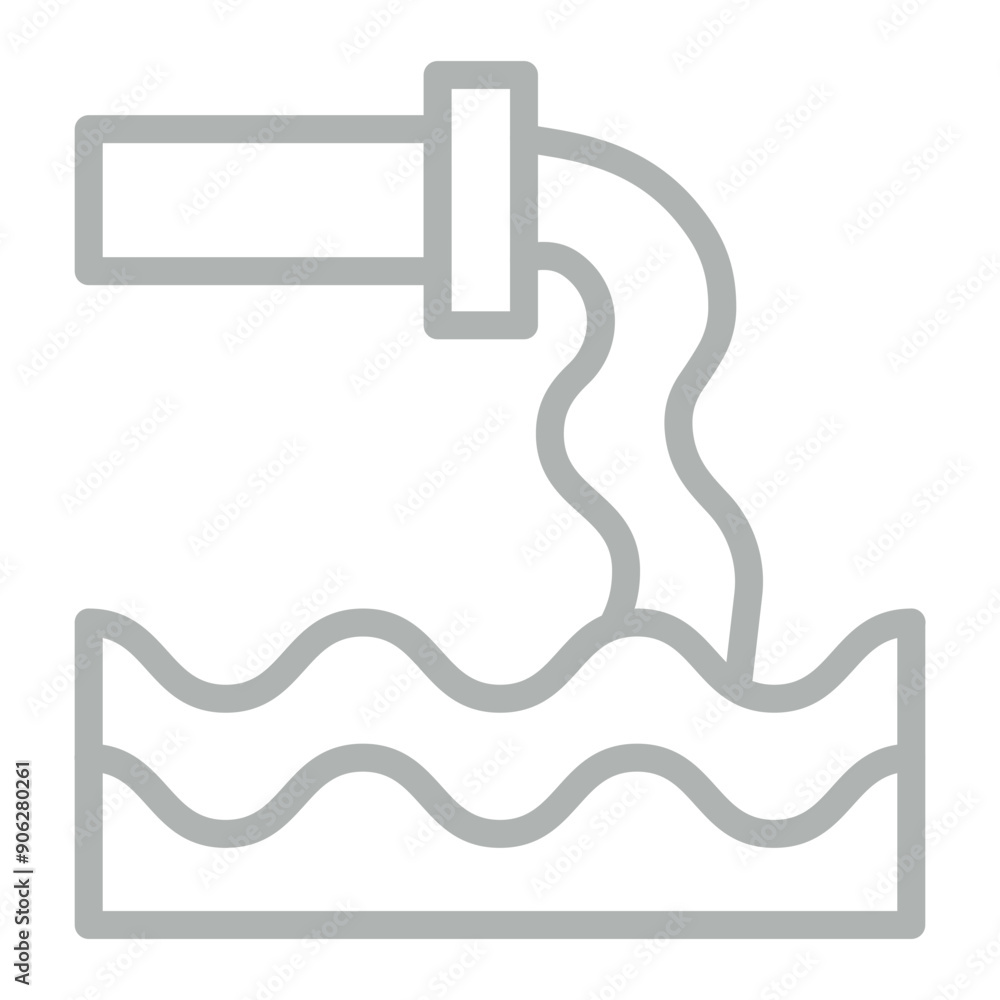 Sewage Pipe Vector Line Grey Icon Design Sewage Pipe Vector Line Grey Icon Design