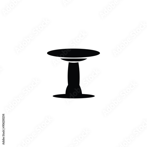Round dining table, black vector icon, in isolated white background