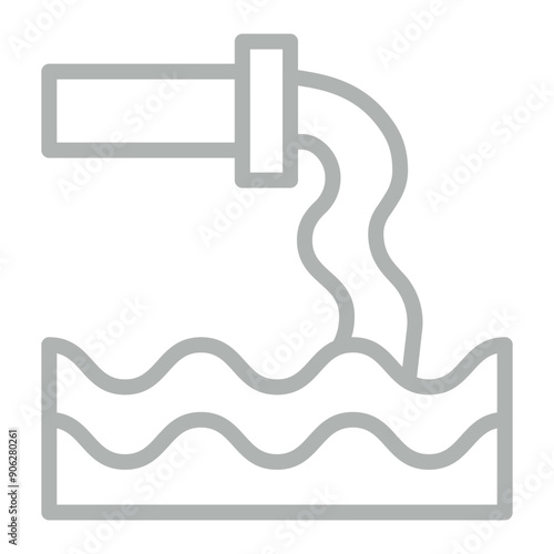 Sewage Pipe Vector Line Grey Icon Design