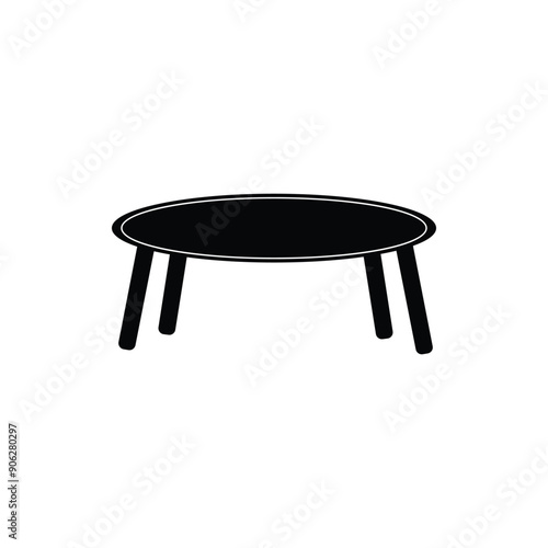 Coffee table, black vector icon, in isolated white background