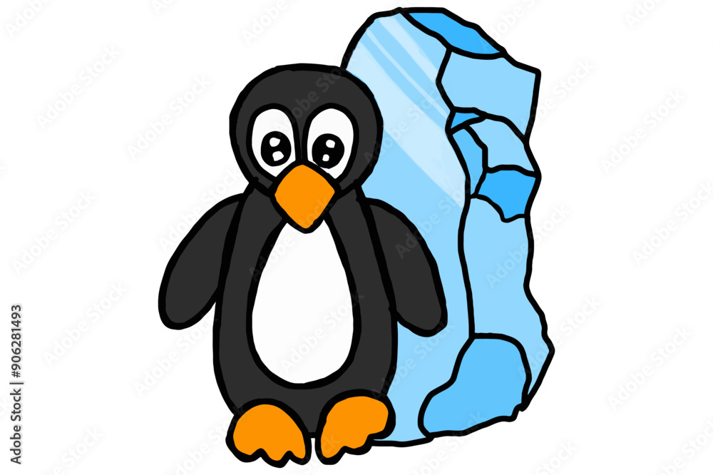Obraz premium Cute Cartoon Character Head of a Penguin