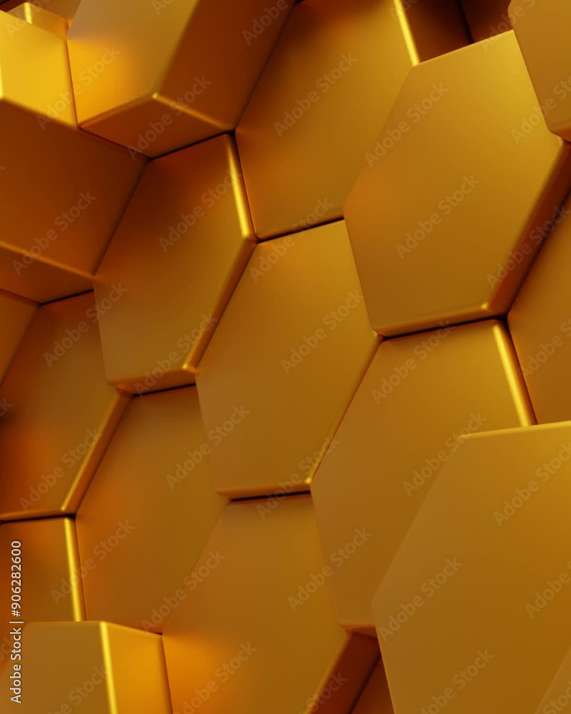 Golden hexagons abstract background