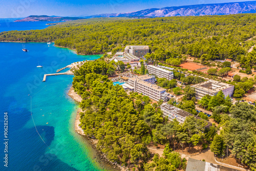 Coastline of Hvar island, Stari Grad summer scenery photo