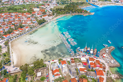 Scenic view of marble bay in Dalmatia region, Stobrec town, croatian travel destination. photo