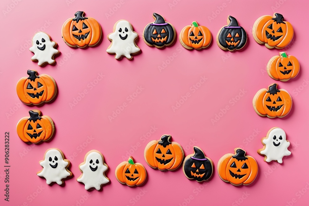 halloween frame border with spooky Halloween treats orange pumpkins chocolate cookies candy perfect for autumn party design halloween frame border with spooky Halloween treats orange pumpkins chocolate cookies candy perfect for autumn party design