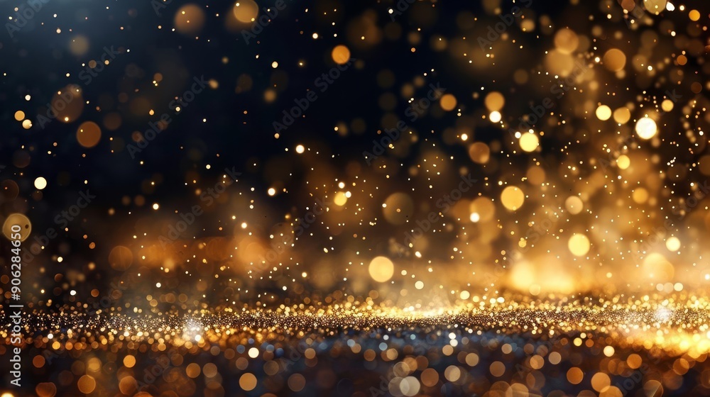 Naklejka premium A festive background with golden glitter particles falling and creating a sparkling, celebratory effect