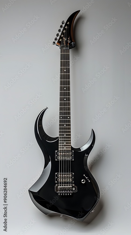 Obraz premium Sleek Modern Electric Guitar Isolated on Clean White Background