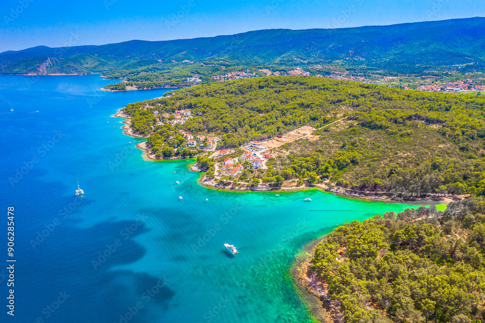 view of bay Vrboska in Croatia, mediterranean landscape view of bay Vrboska in Croatia, mediterranean landscape