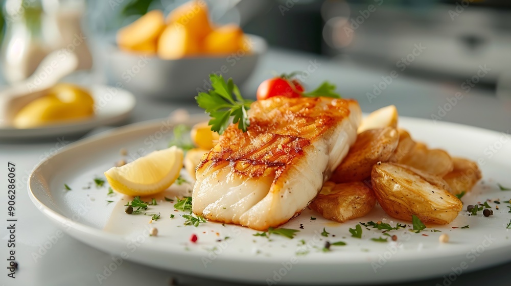 Gourmet Fish and Chips Dish : Generative AI