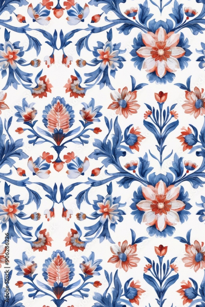 seamless pattern Sophisticated in vibrant blues and reds. Conveyed in watercolor seamless pattern Sophisticated in vibrant blues and reds. Conveyed in watercolor
