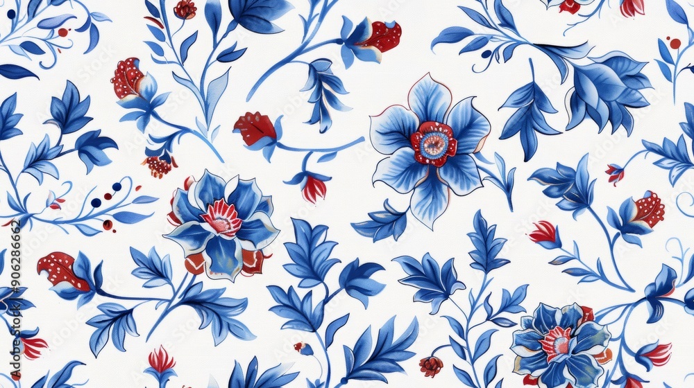 seamless pattern Sophisticated in vibrant blues and reds. Conveyed in watercolor seamless pattern Sophisticated in vibrant blues and reds. Conveyed in watercolor