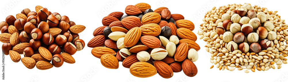 Collection of different Nuts and seeds on transparent background Collection of different Nuts and seeds on transparent background
