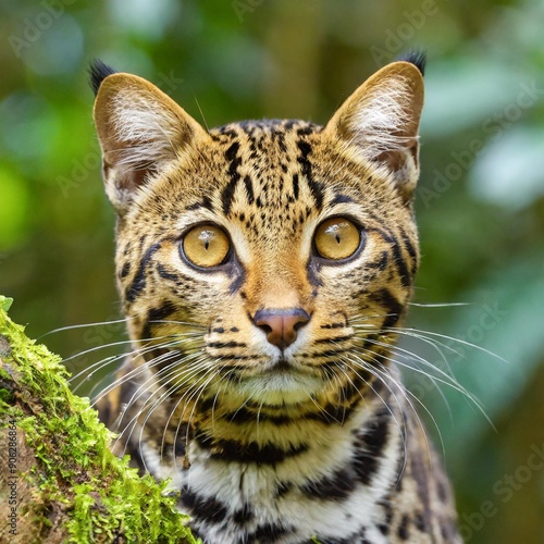 Leopardus wiedii. Felis wiedii. Margai is a wild forest tree cat. Amazon. Ecuador. Forests near the Amazon River. Jungle. Travel around Ecuador. photo