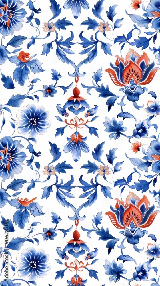 seamless pattern Sophisticated in vibrant blues and reds. Conveyed in watercolor seamless pattern Sophisticated in vibrant blues and reds. Conveyed in watercolor
