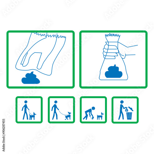 Collect the dog's waste in a bag and throw away the trash