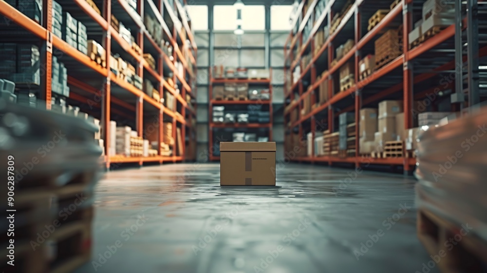 Warehouse interior background A brand new industrial shed Store factory Industry warehouse space and hardware box for delivery with copy space : Generative AI Warehouse interior background A brand new industrial shed Store factory Industry warehouse space and hardware box for delivery with copy space : Generative AI