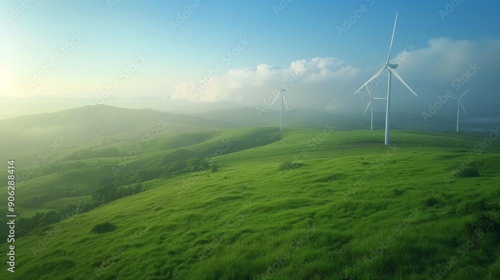 Wind Turbines on Green Rolling Hills Wind Turbines on Green Rolling Hills