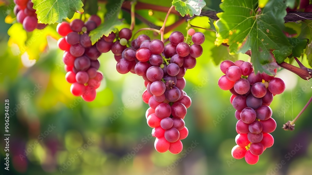 Close-Up of ripe red grapes hanging on blur background. Close-Up of ripe red grapes hanging on blur background.