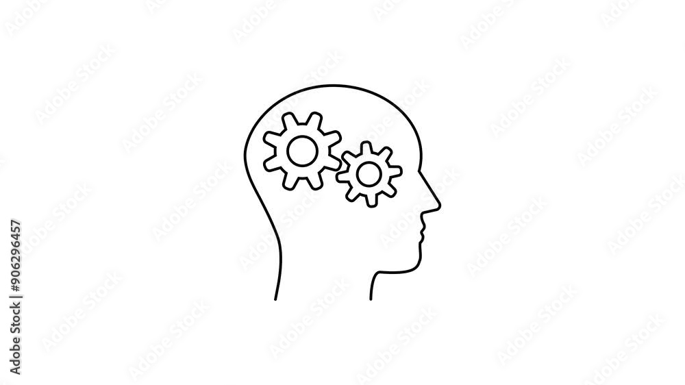 Man head with gear outline icon. Motion graphic design. Man head with gear outline icon. Motion graphic design.