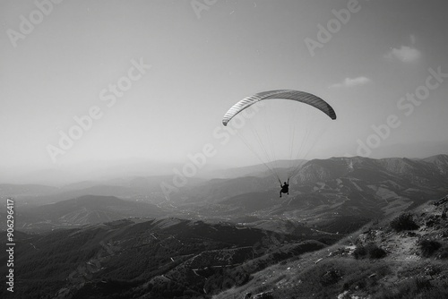 Paraglider over mountains