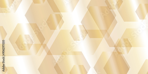 white and gold hexagon honeycomb geometric copy space. Background with hexagons. Hexagonal 3d grid tile and mosaic structure mess cell. seamless bright white  and gold abstract honeycomb background.