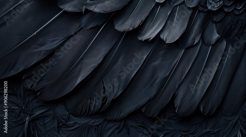 Black Raven Feathers Close Up