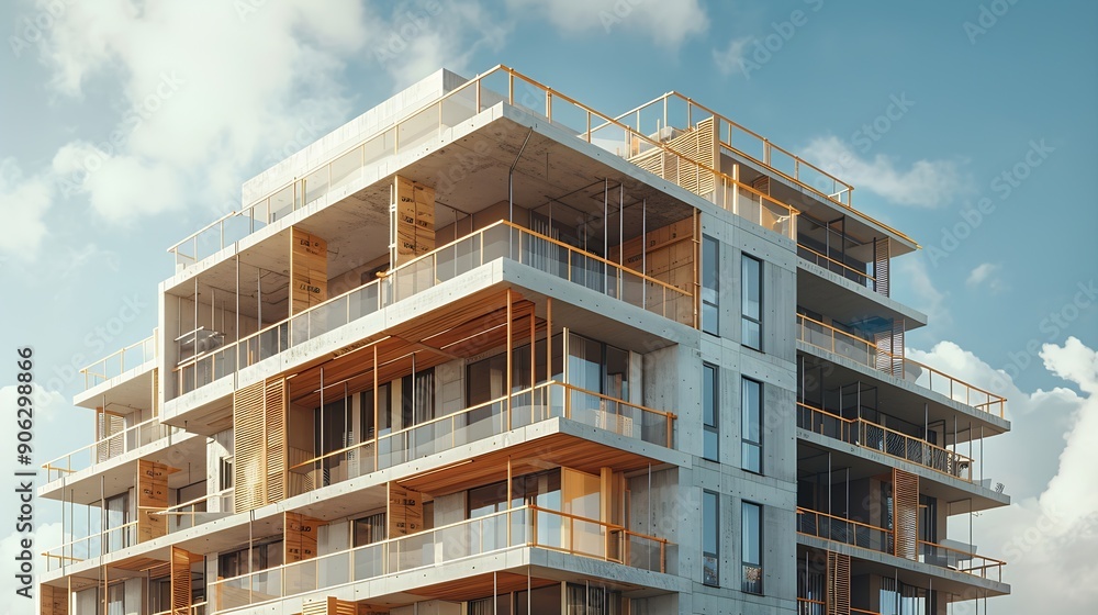 Modern residential apartment building under construction Reconstruction of a building Summer day : Generative AI Modern residential apartment building under construction Reconstruction of a building Summer day : Generative AI