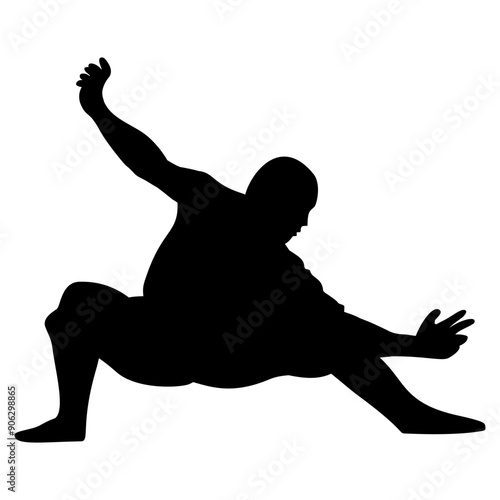 Silhouette of kungfu martial arts stance on transparent background. Perfect for stickers, icons, logos and tattoos