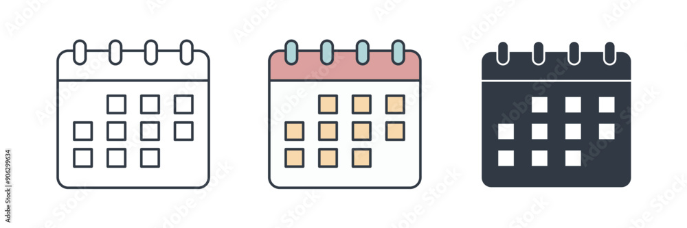 Calendar icon symbol vector illustration isolated on white background Calendar icon symbol vector illustration isolated on white background