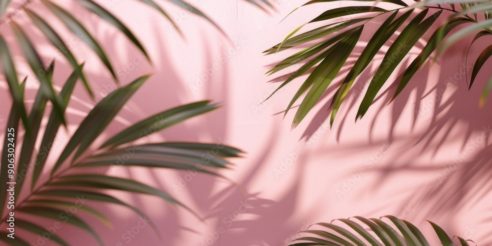 Palm Leaves on Pink Wall Palm Leaves on Pink Wall