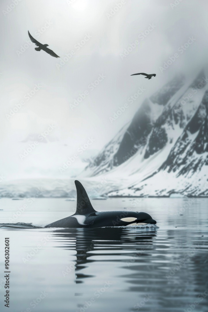 Fototapeta premium Schwarzer Riese in kaltem Wasser