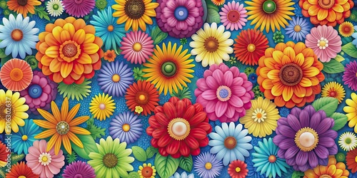 Colorful and vibrant flower pattern , floral, blooms, petals, garden, vibrant, colorful,botanical, design, decorative, nature