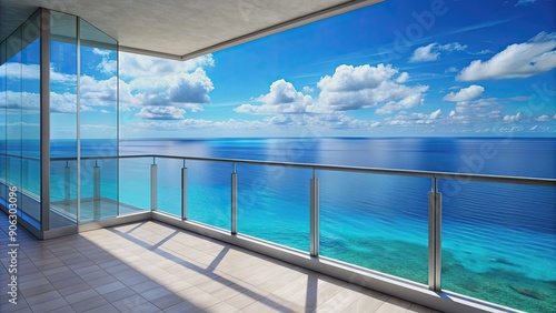 Balcony overlooking crystal blue ocean view  balcony  stunning  ocean  view  blue  crystal  water  relaxation  vacation