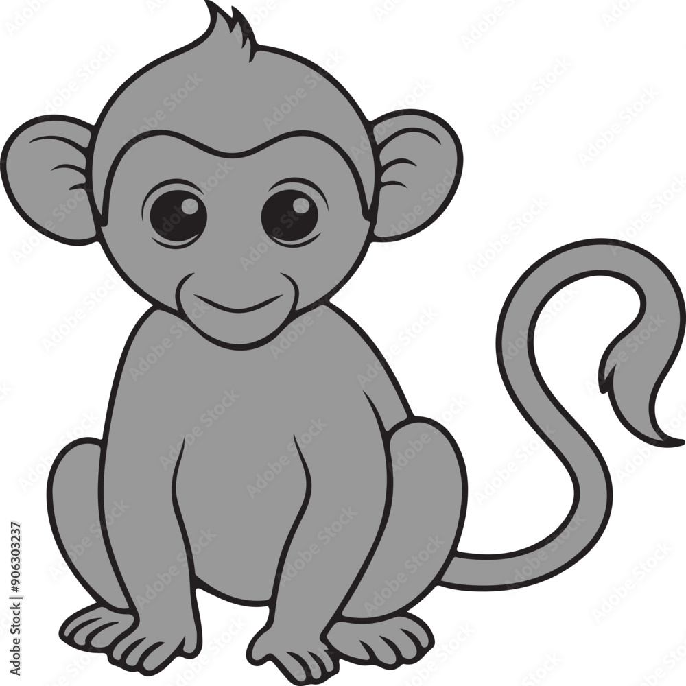 Monkey vector art illustration with a white background Monkey vector art illustration with a white background