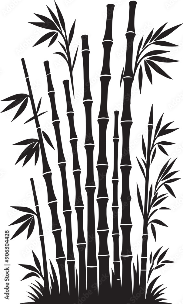 Bamboo plant silhouette vector illustration isolated on a white background Bamboo plant silhouette vector illustration isolated on a white background