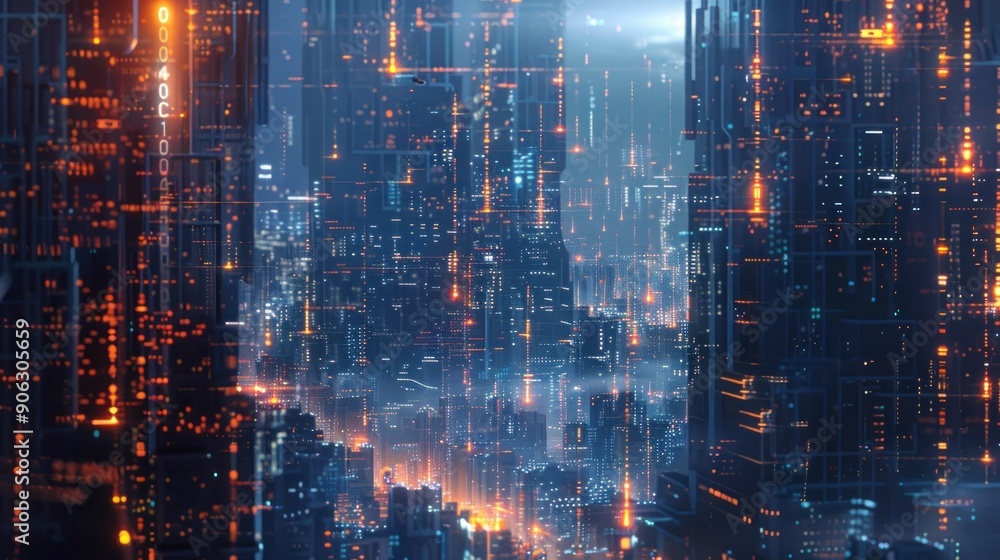 Cyberpunk Cityscape with Glowing Lights Cyberpunk Cityscape with Glowing Lights
