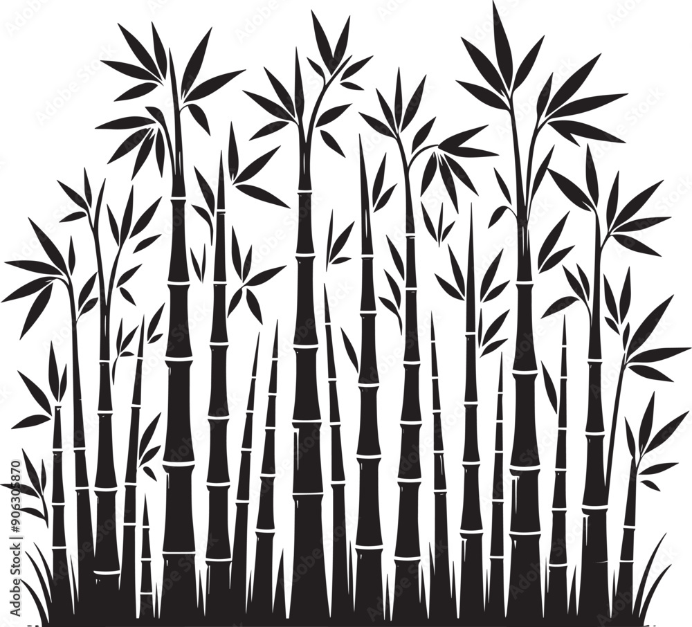 Bamboo plant silhouette vector illustration isolated on a white background Bamboo plant silhouette vector illustration isolated on a white background