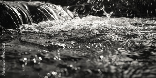 Black and White Stream Water Photo