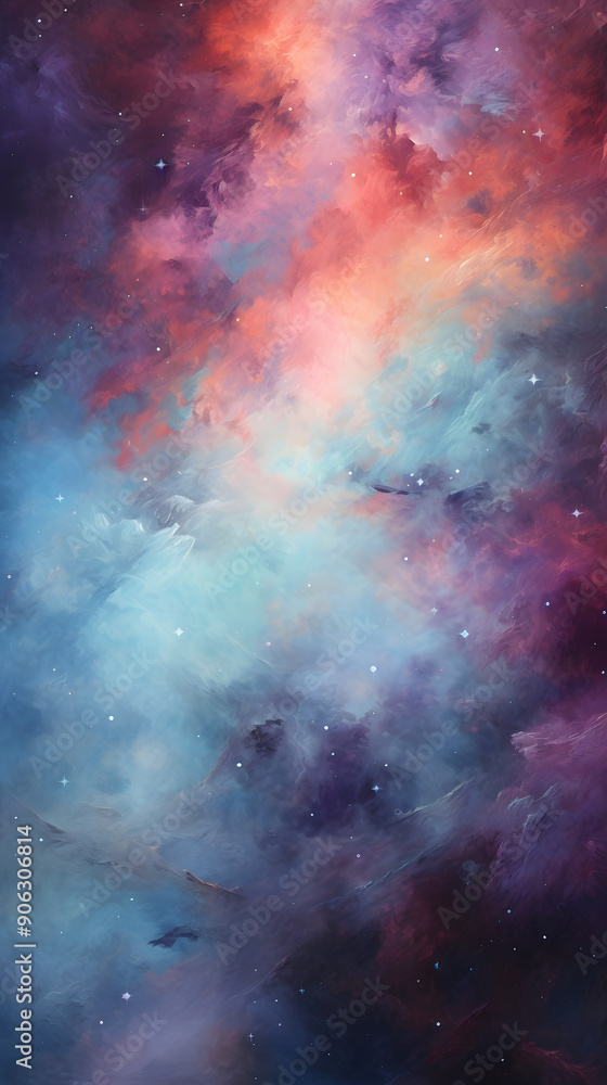 Naklejka premium Digital colorful starry sky abstract graphic poster background