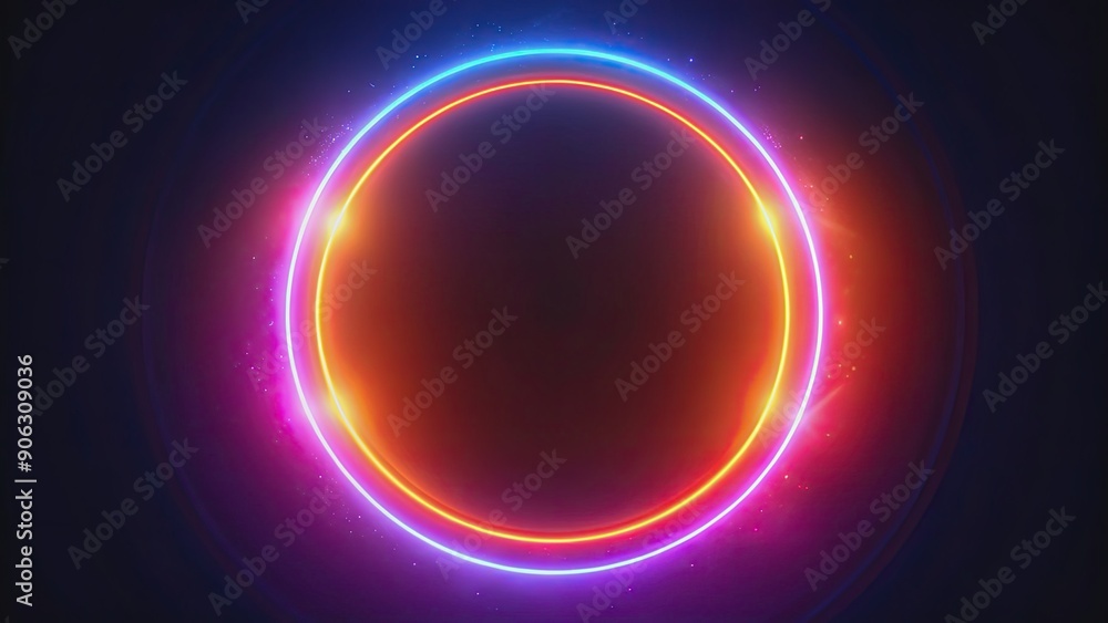 Abstract neon circle with red orange, purple glowing border on dark background , neon, circle, abstract, red Abstract neon circle with red orange, purple glowing border on dark background , neon, circle, abstract, red