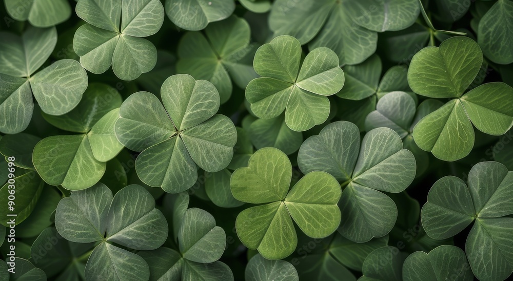 Green Clover Leaves With Dewdrops in a Lush Garden Green Clover Leaves With Dewdrops in a Lush Garden